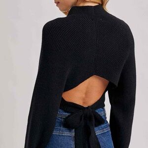 *BOUTIQUE* Sophisticated Black Open-Back Sweater
